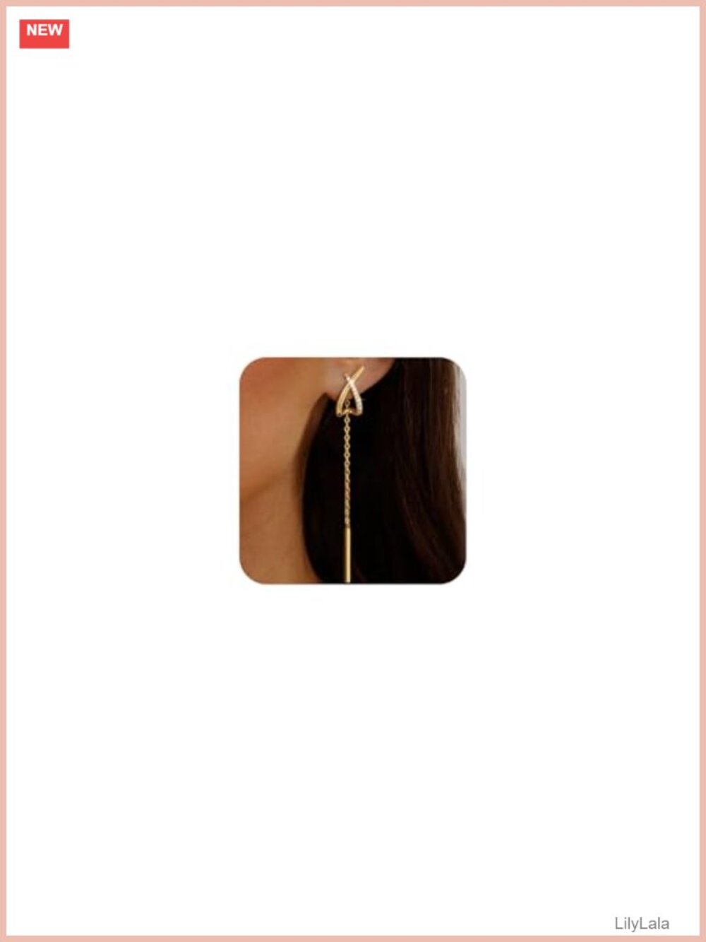 14K Gold Plated Dangle Earrings Chain Drop Lightweight Women